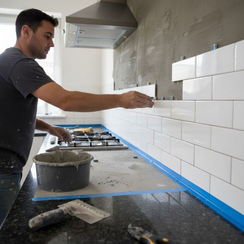 Stone Backsplash Installation
